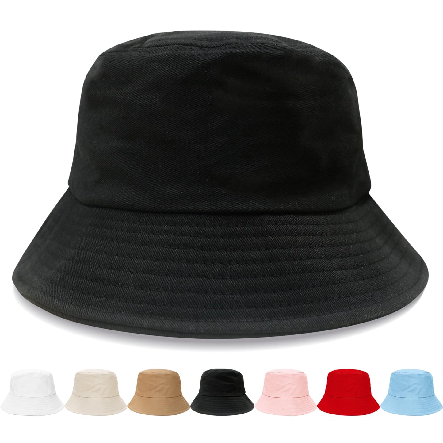 NPQQUAN Bucket Hats for Men Women Packable Foldable Sun Hats for Women Beach Travel Cap Black