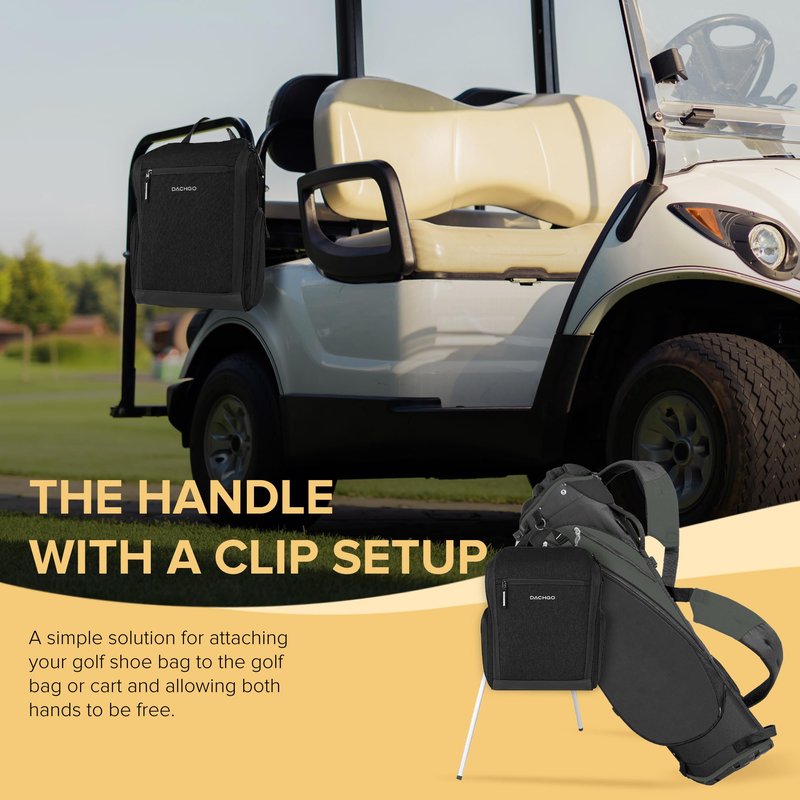 Dachgo Golf Shoe Bag Men Women, Padded Golf Shoe Carry Bags with Clasped Strap Handle & Side Ventilation, 3 Pockets for Golf Tees, Balls & Accessories, Perfect for Sport Golf Baseball Soccer