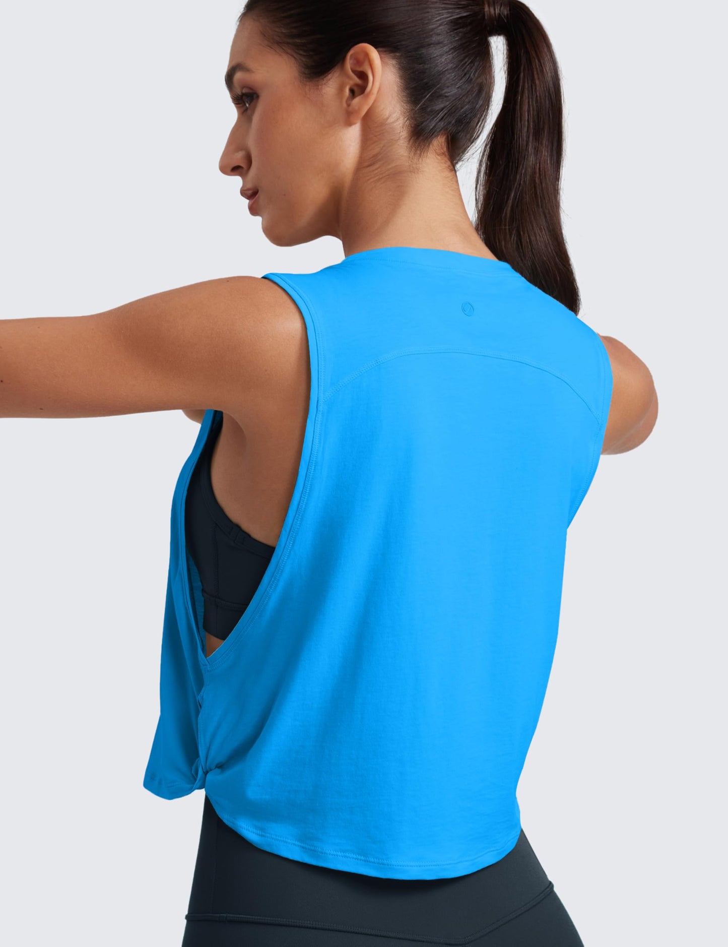 CRZ YOGA Pima Cotton Large Armhole Tank Tops for Women - Workout Sport Athletic Yoga Running Gym Loose Crop Sleeveless Shirts Madagascar Blue X-Large