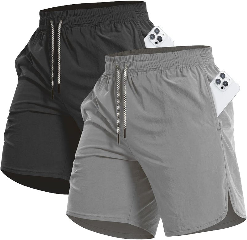 Men's Running Athletic Shorts - 7'' Quick Dry Sports Gym Shorts with Pockets | 2 Pack