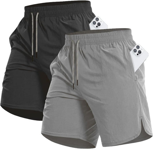 Men's Running Athletic Shorts - 7'' Quick Dry Sports Gym Shorts with Pockets | 2 Pack