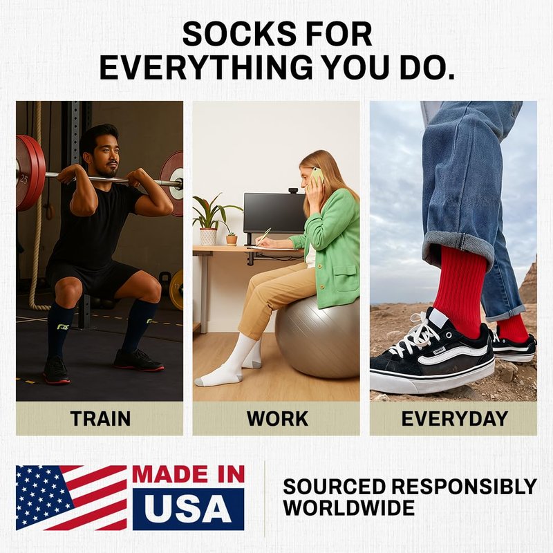 PRO Compression Running Marathon Socks - Calf-Length Travel and Sports Compression Socks for Foot and Ankle Support - Black - 3 Pack (Small/Medium)
