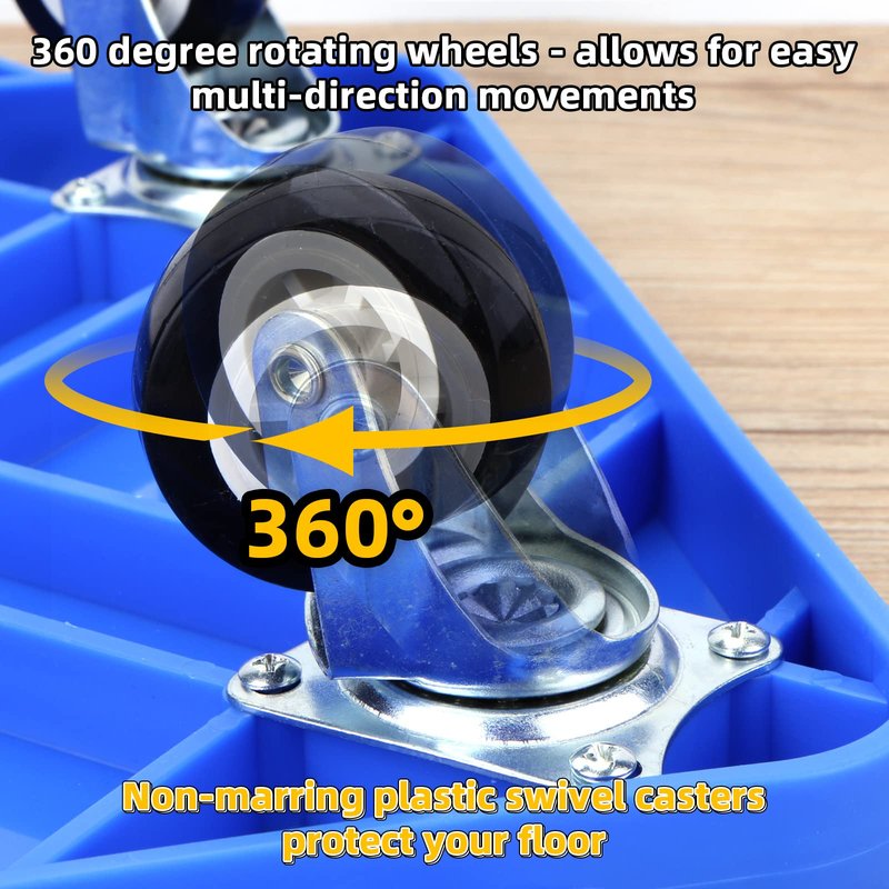 4 Pack Sports Scooter Board with Handles, Floor Sitting Scooter Board with Non-Marring Plastic Casters for Kids Gym Indoor Outdoor Play, 12 Inches