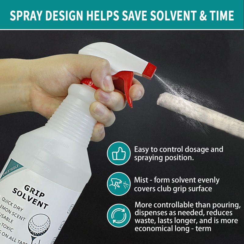 Crestgolf Professional Golf Grip Solvent 32 OZ Solvent Light &Mild Lemon Scent for Regripping Golf Clubs and Golf Grip Repair - Golf Grip Solution - Non-Toxic, Non-Flammable