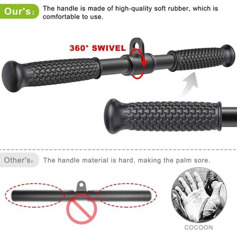 SELEWARE Cable Machine Attachment - Heavy Duty Home Gym Accessories Including 36" Tricep Rope, 32" LAT Pulldown Bars, 18" LAT Pulldown Straight Bar, Ankle Strap, 2 D Handles, and Double D Handle