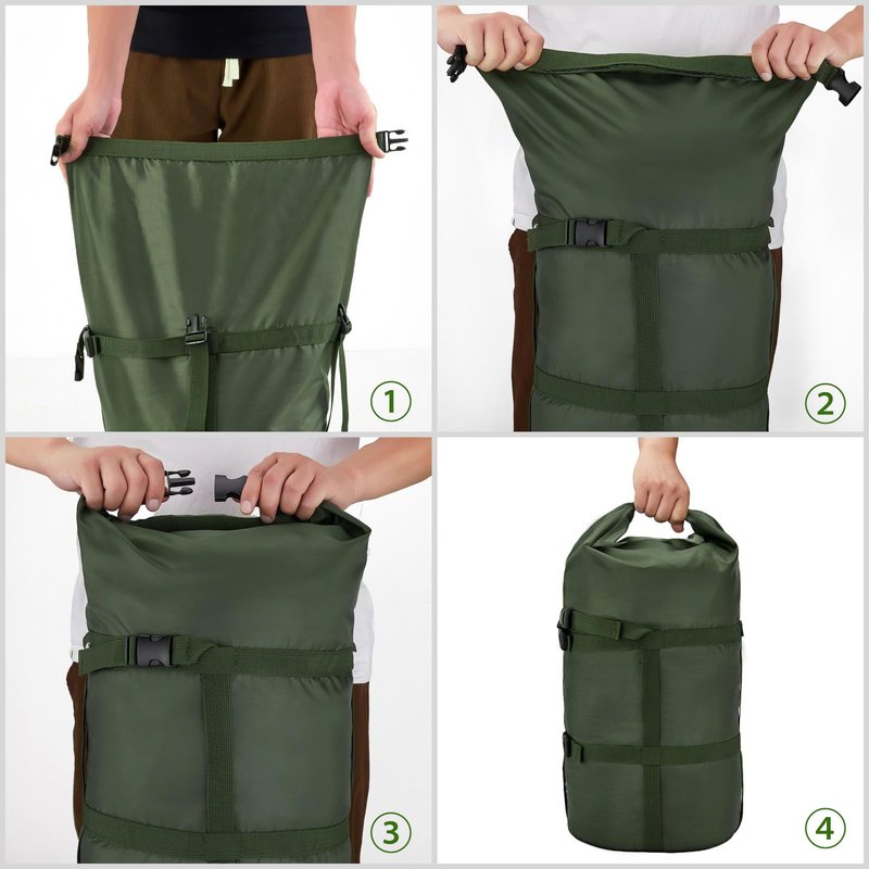 MOOCY Compression Stuff Sack, 12L/24L/45L Sleeping Bag Cover Sack Sleeping Bags Storage Stuff Sack Organizer - Great Sleeping Bags Clothes Camping Hiking Backpacking Green 45L