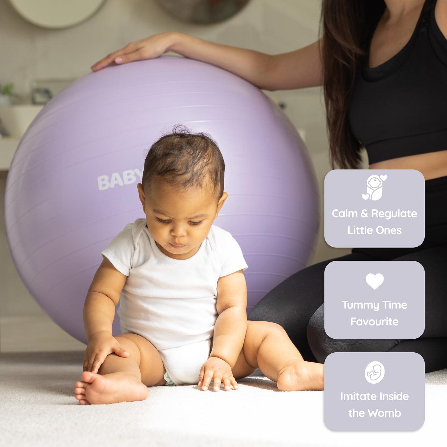 BABYGO® Birthing Ball for Pregnancy Maternity Labour & Yoga + Our 100 Page Pregnancy Book, Exercise, Birth & Recovery Plan, Anti-Burst Eco Friendly Material (Lavender, 55cm)