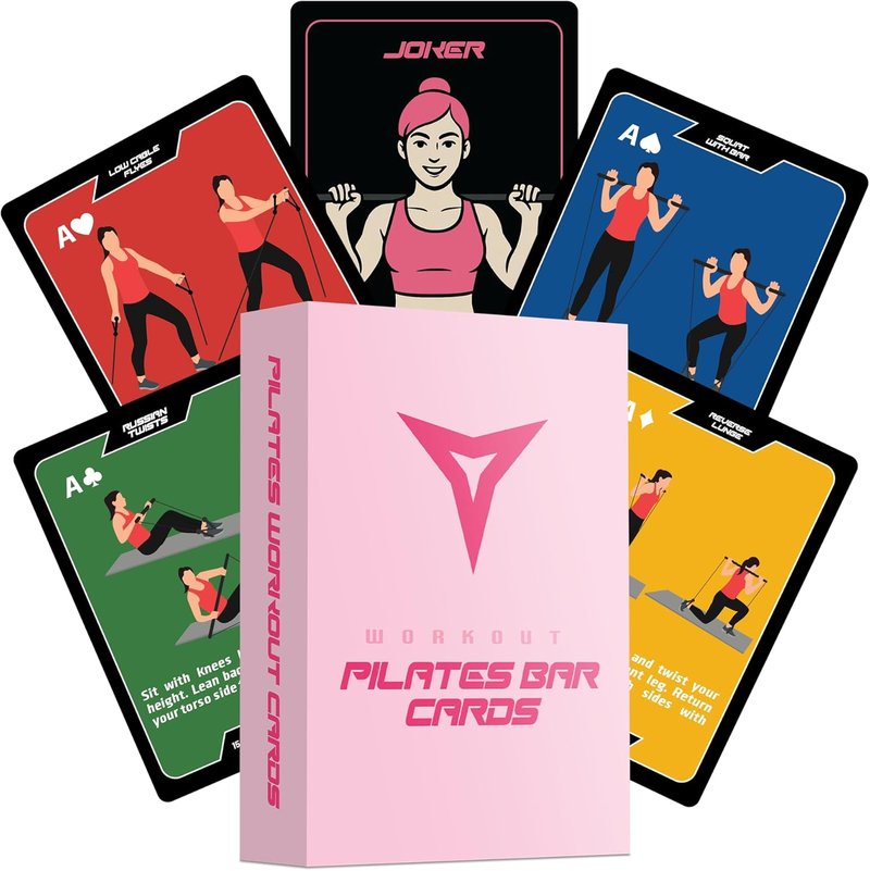 Pilates Workout Cards Deck - Body Weight Exercise Cards for Home Workouts | Fitness Cards for Men & Women