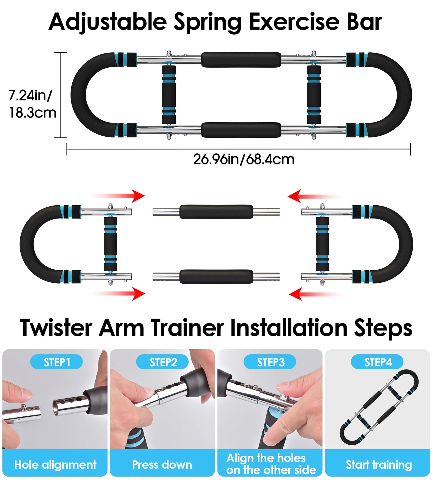 CIRQUISTA Twister Arm Trainer for Men, Adjustable 50-130Lbs Chest Workout Equipment, Arm Trainer, Twister Arm Trainer Portable Shoulder Strength Exerciser Machine for Fitness People
