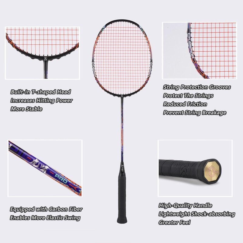 PFVMSQA Badminton Racket Set,82g Offensive Defensive Durability Professional Badminton Racket,with 2 Shuttlecocks and 1 Carrying Bag,for Training,Sports and Entertainment