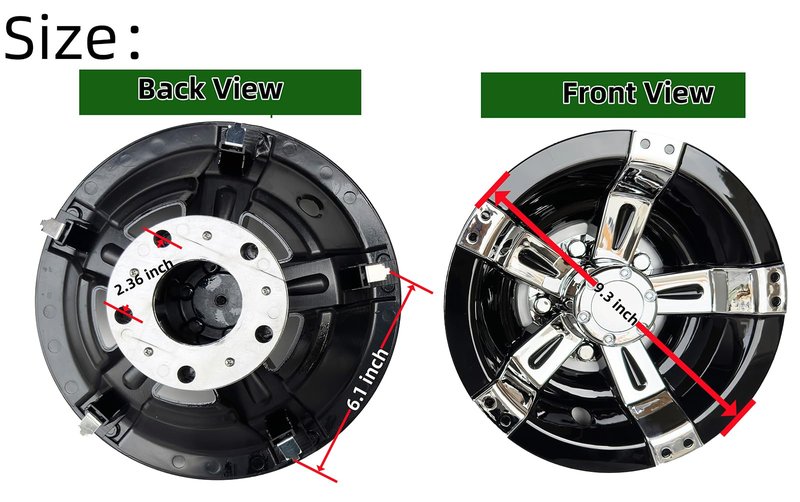 Dr.Acces Golf Cart 8" Wheel Covers Hub Caps W/Chrome Spokes for EZGO Cub Car Yamaha Golf Cart Set of 4pcs