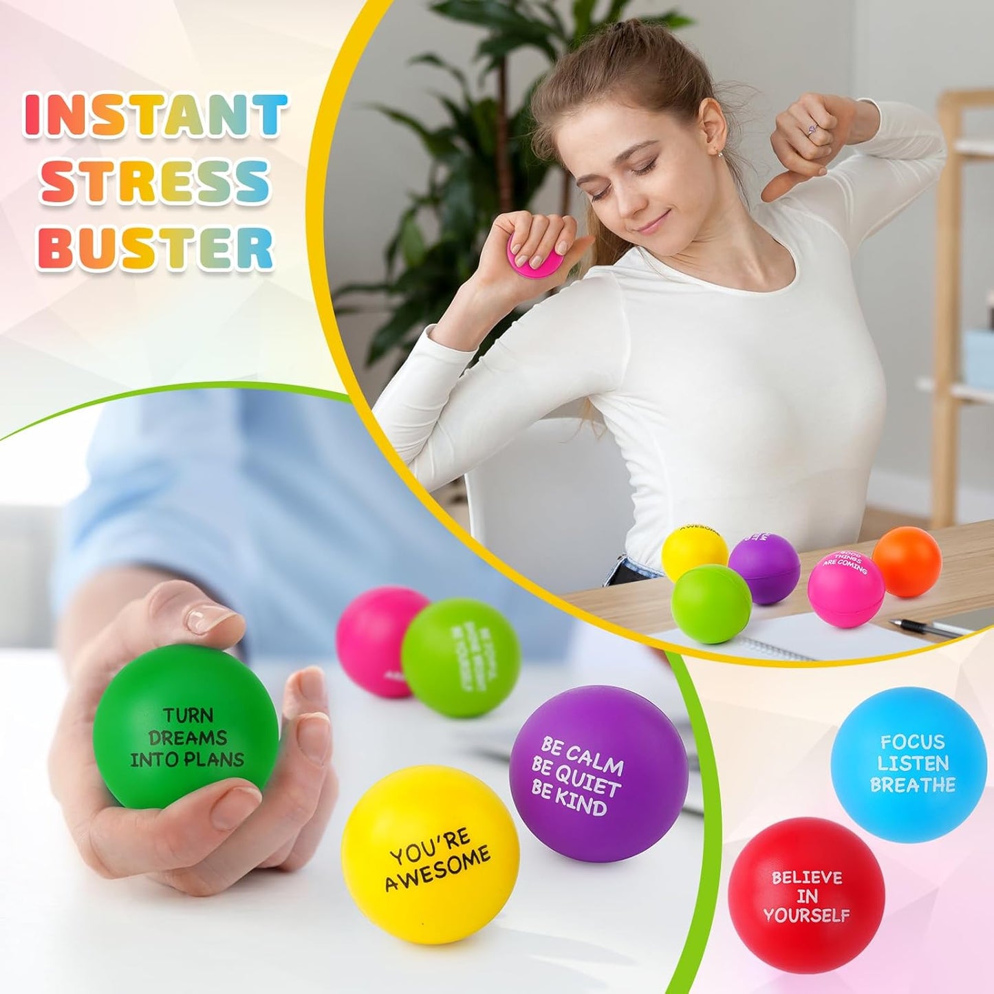 Stress Balls for Adults - 100PCS Foam Squeeze Stress Relief Toys | Perfect for Office, Classroom & Parties