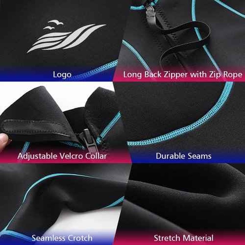 AICARSHI 3mm Shorty Wetsuit for Women - Neoprene Dive Skin Back Zip Scuba Diving Suit One Piece Wet Suits Full Body Rash Guard for Diving Snorkeling Surfing Swimming, X-Small