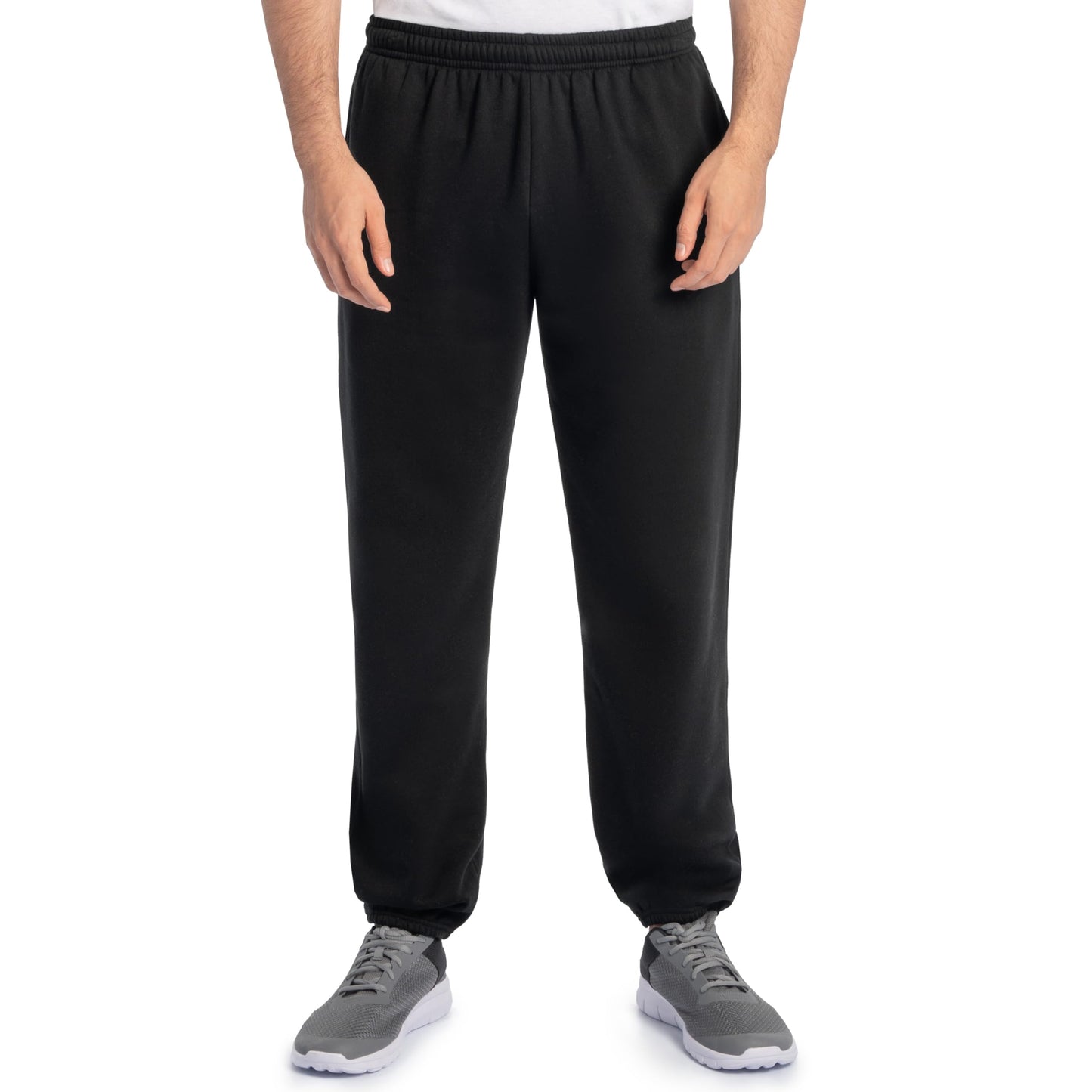 Fruit of the Loom mens Eversoft Fleece & Joggers (Regular Big Man) Sweatpants, Elastic Bottom - Black, Small US