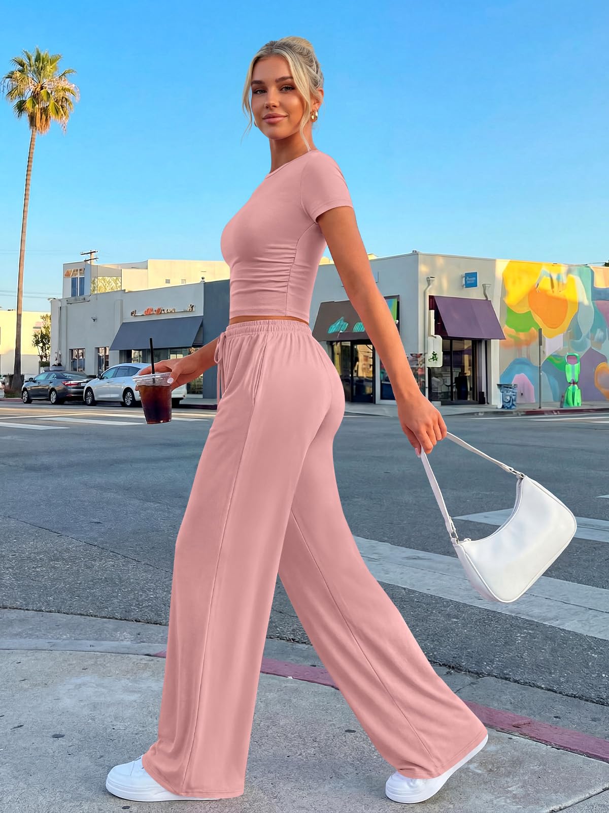 Trendy Queen Womens Petite 2 Two Piece Set 2026 Summer Workout Beach Vacation Cruise Gym Clothes Spring Fashion Lounge Matching School Comfy Airport Travel Outfit Athleisure Clothing