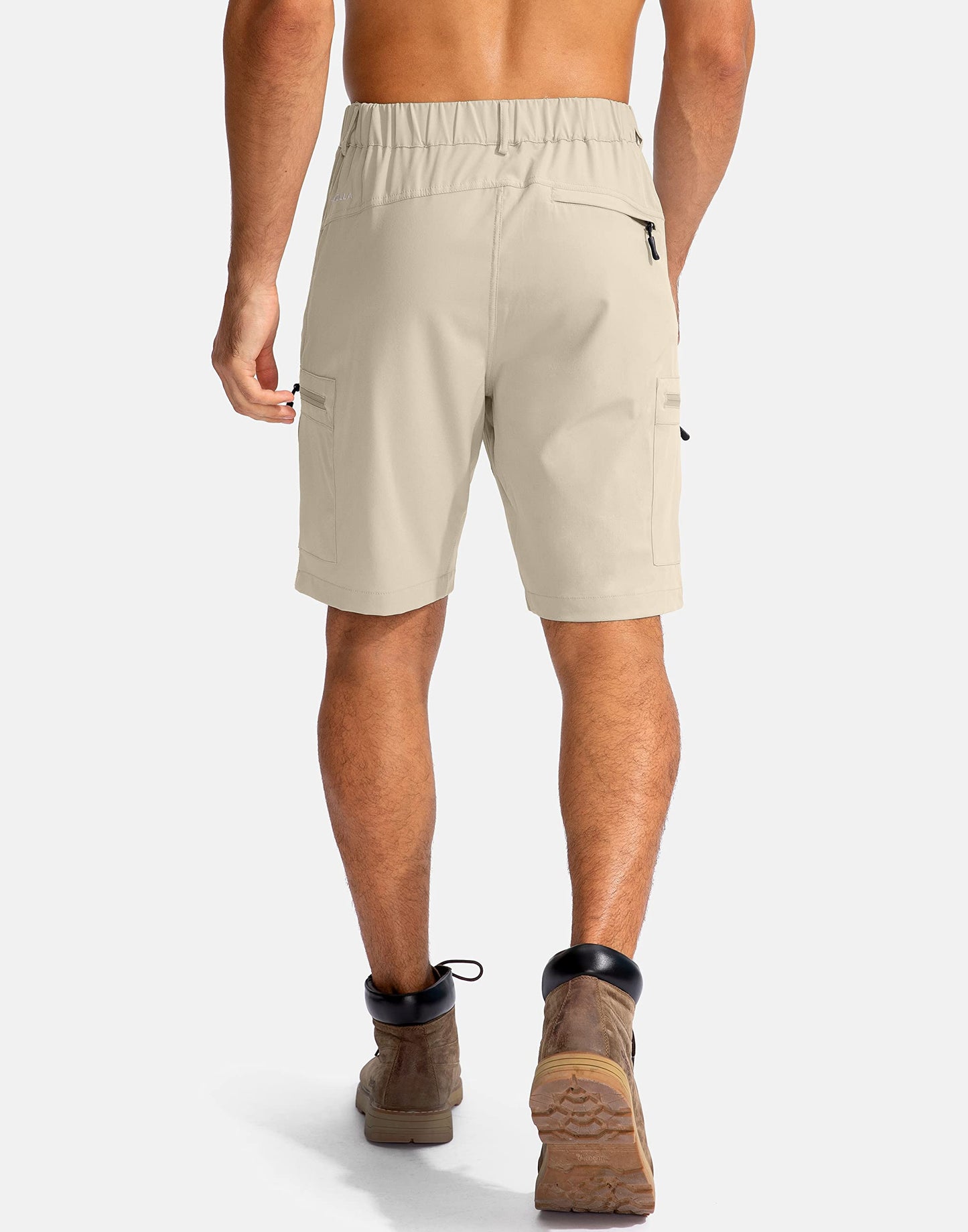 Pudolla Men's Hiking Cargo Shorts 9" Lightweight Outdoor Work Shorts for Men Travel Golf Camping Casual with 5 Zipper Pockets(Khaki X-Large)
