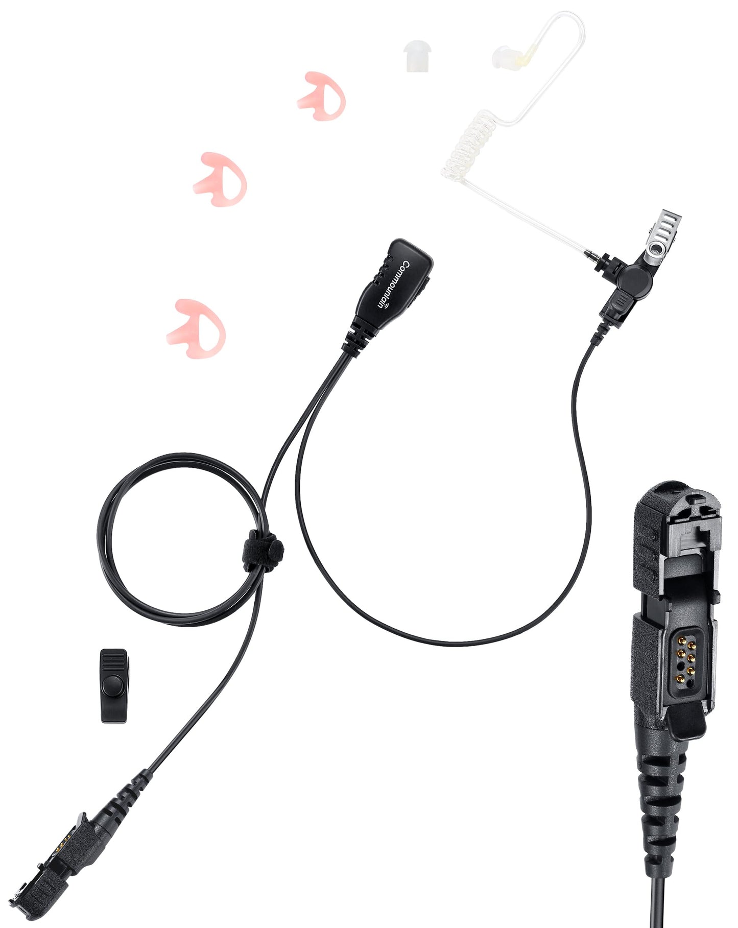 commountain XPR 3500e Earpiece with Mic Compatible with Motorola Radios XPR 3300e (3500, 3300) XPR3300e XPR3500e XPR3300 XPR3500, Acoustic Tube Headset with PTT Microphone