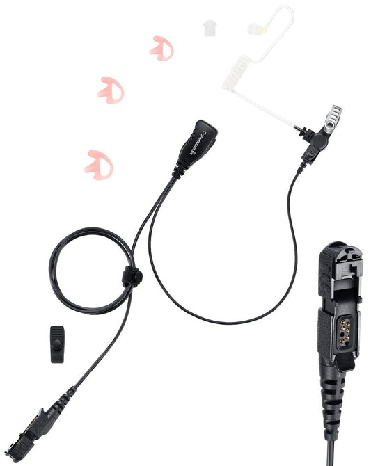 commountain XPR 3500e Earpiece with Mic Compatible with Motorola Radios XPR 3300e (3500, 3300) XPR3300e XPR3500e XPR3300 XPR3500, Acoustic Tube Headset with PTT Microphone