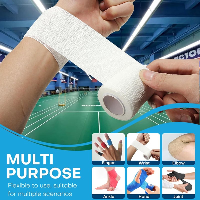 Self-Adhesive Bandage Wrap - 2 Inch x 5 Yards | Skin Color Cohesive Athletic Tape for Medical First Aid & Injury Support