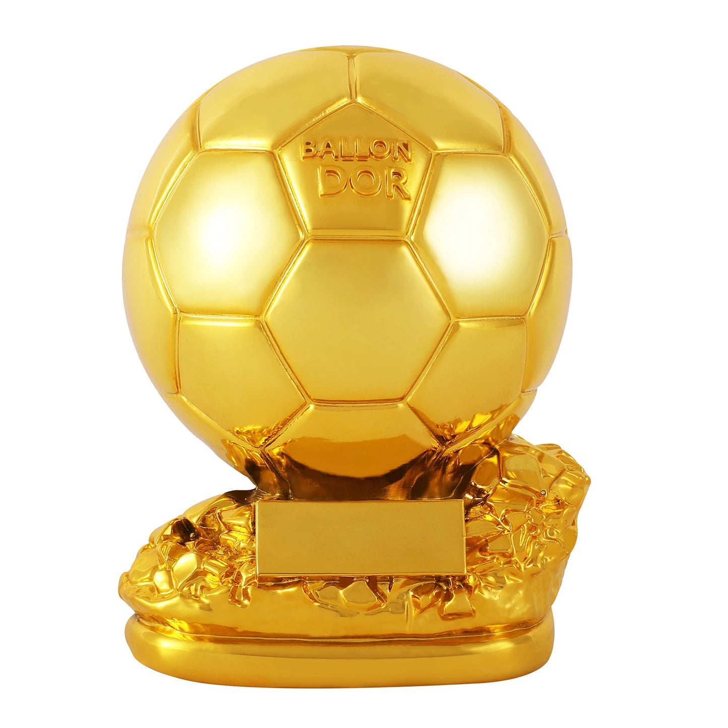 Fubosi 8.26 Inch Ballon d'Or Trophy Football Trophy, Golden Ballon Football Trophy, Best Soccer Trophy Resin Replica with Electroplating Process for Office Decorations Fans Gifts and Birthday Gift