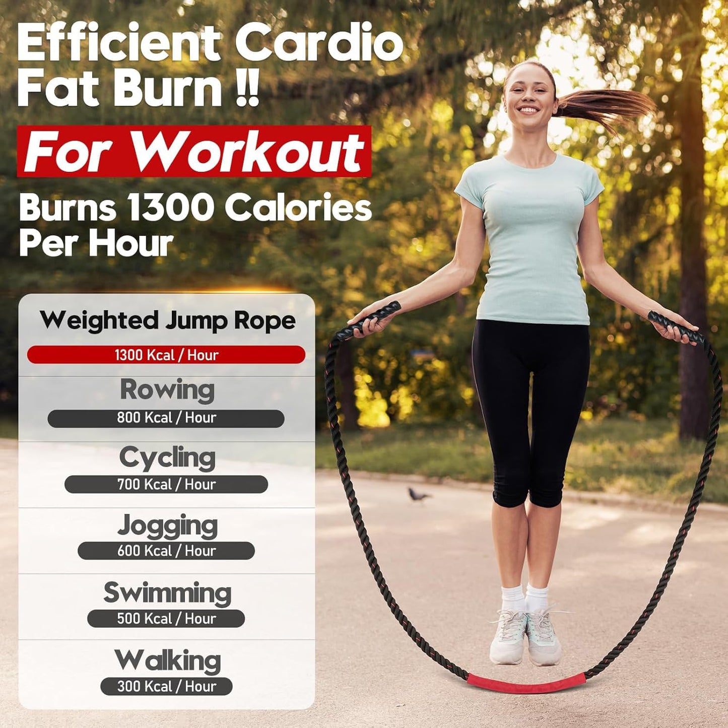 Jump Rope, 4LB Weighted Jump Rope for Fitness, 9.8ft Heavy Jumping Ropes for Exercise, Adult Workout Rope for Men & Women Improve Strength, Skipping Rope for Gym Training, Home Workout