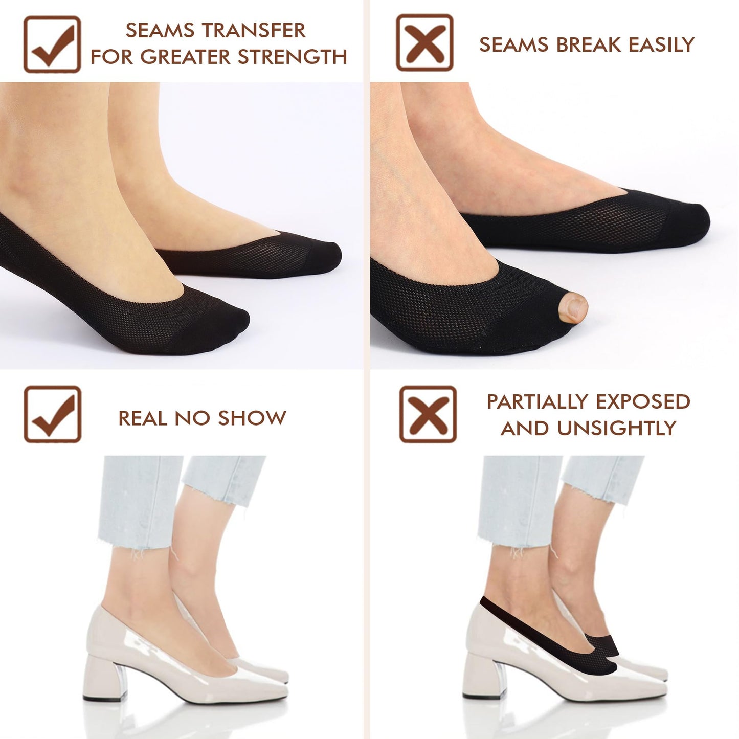 Honeysea Socks for Women - No Show Socks for Flats, Womens Socks No Show Socks Womens for Flats Socks for Women | No See Socks for Women | Loafer Socks Womens