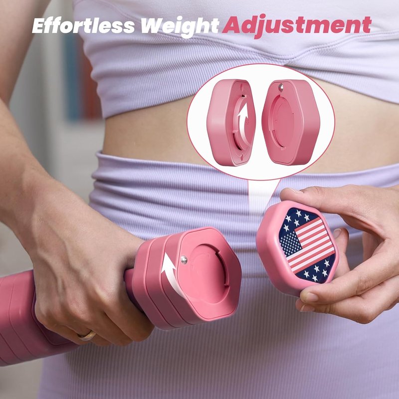 Adjustable Dumbbell Set - 4-in-1 Hand Weights for Women | 2 x 5 lb Weights with Soft Rubber Handle for Home Gym