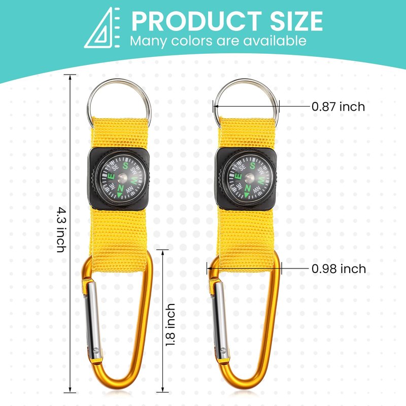 Toodoo 36 Pieces Compass for Kids Bulk 4.3 Inch Metal Mini Compass Keychain Hiking and Survival Adventure Camping Belt Clips Theme Birthday Party Favors for School Outdoor Hiking