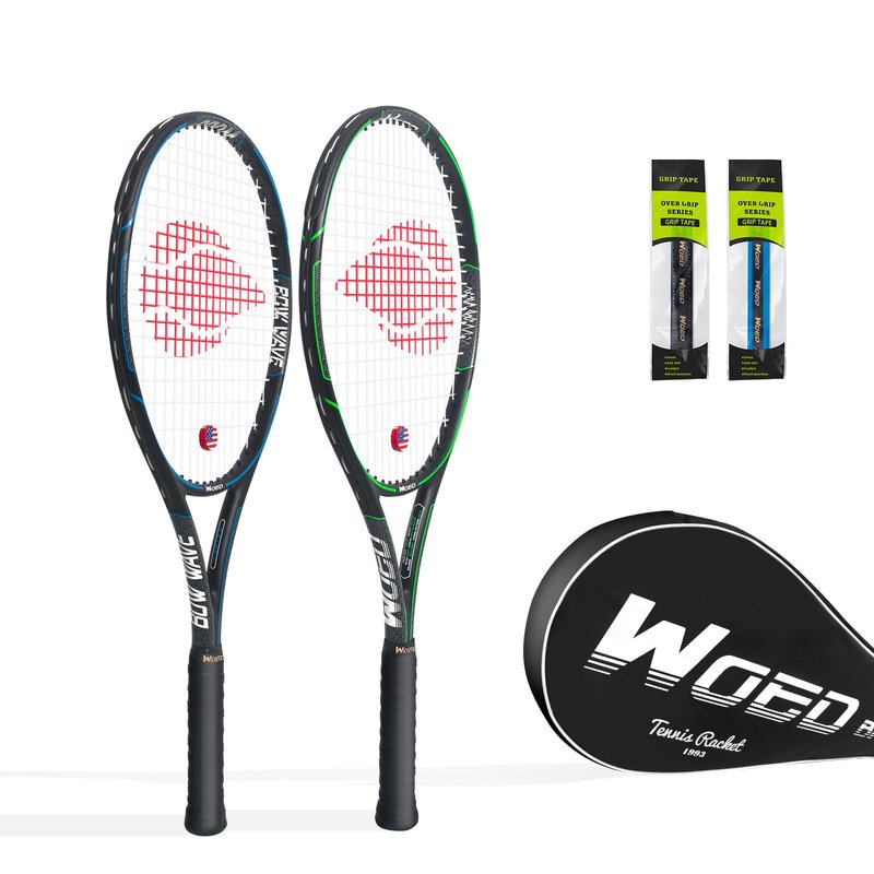 WOED BATENS Adult 2 Player Tennis Racket Perfect for Beginner and Professional Players, 27” Speed Tennis Racquet Include 2 Overgrips, Tennis Bag, 2 Vibration Dampes, 2 Covers