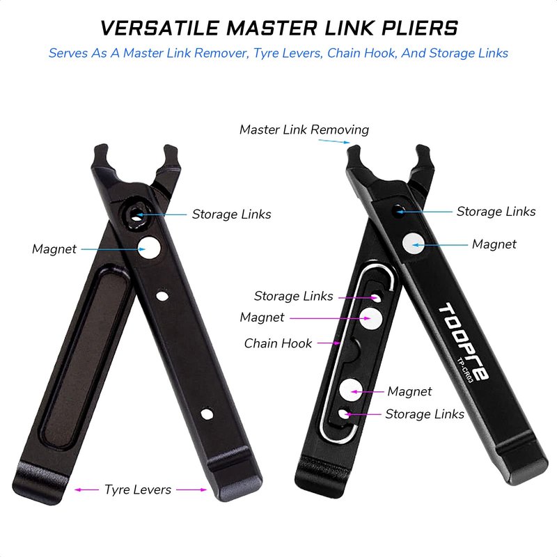 KIEVODE Multi-Functional Master Link Pliers with Master Link Removing, Tire Levers, Storage Links, and Chain Hook - Ideal for MTB, Road, Mountain Bicycle, BMX Bikes