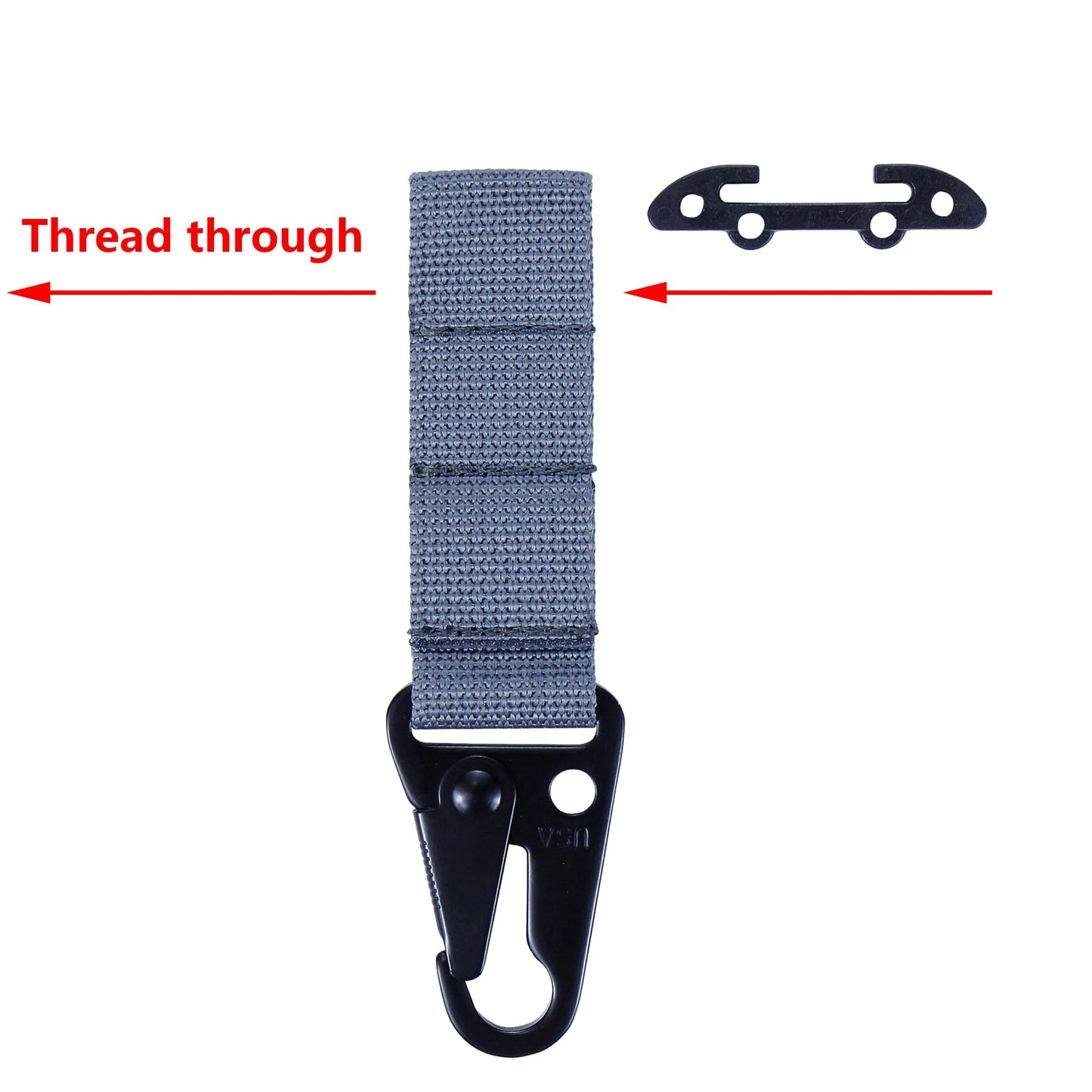 Tactical Gear Clip Clash Hook Hanging Carabiner T-Mount MOLLE Webbing Battle Belt Clip Metal Key Holder Vest Accessories (Wolf Grey Clash Hook(1PACK))