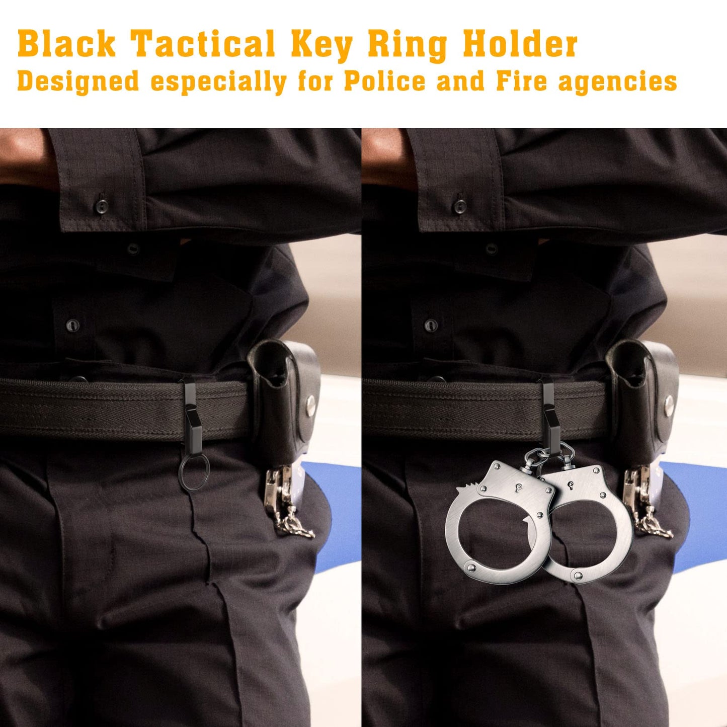 JOTOVO Tactical Stealth Key Ring Holder Special for Police and Fire Agencies, with Detachable Keyring (2.25-Inch Max)- 2 PACK