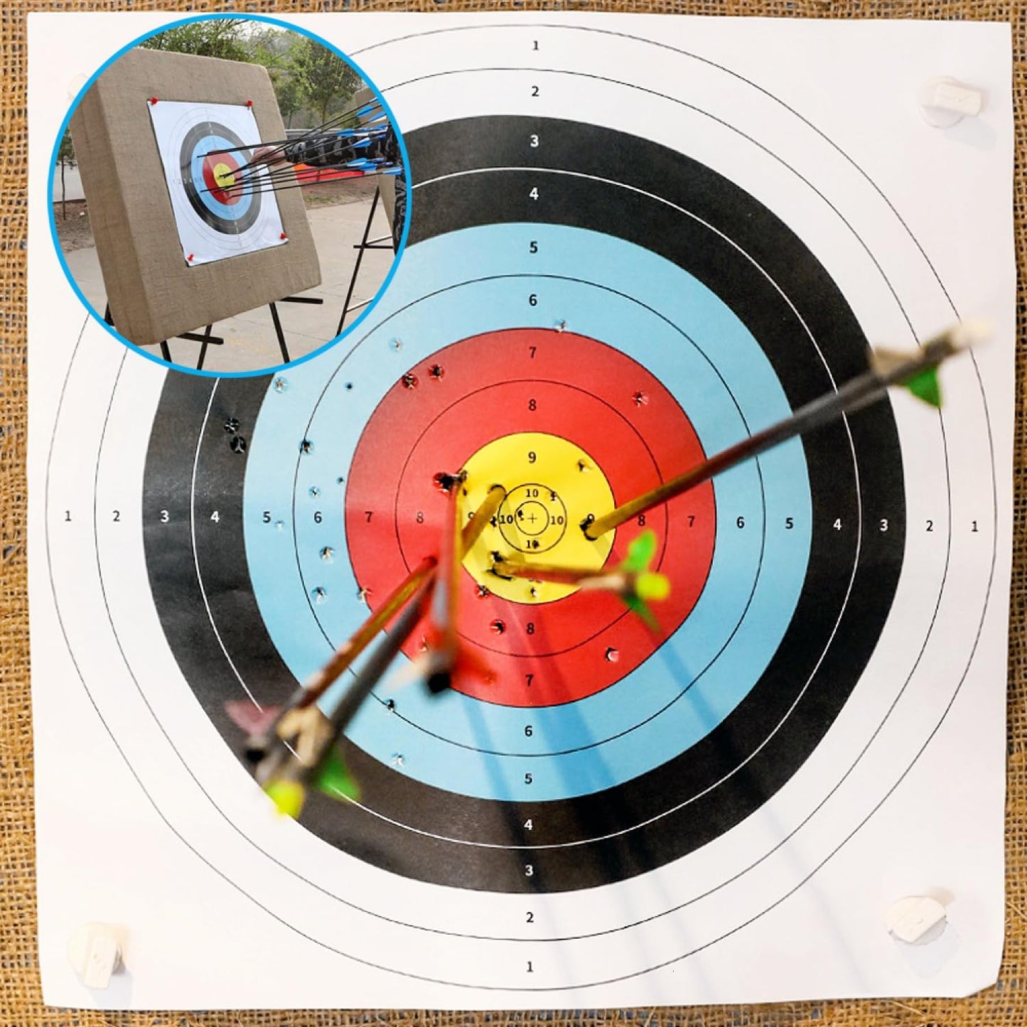 SenseYo 60 Pack Archery Targets Paper, Standard Bow Arrow Targets Archery for Hunting & Archery Targets, Target Archery Accessories for Hunting Backyard (10 Rings,16x16in)