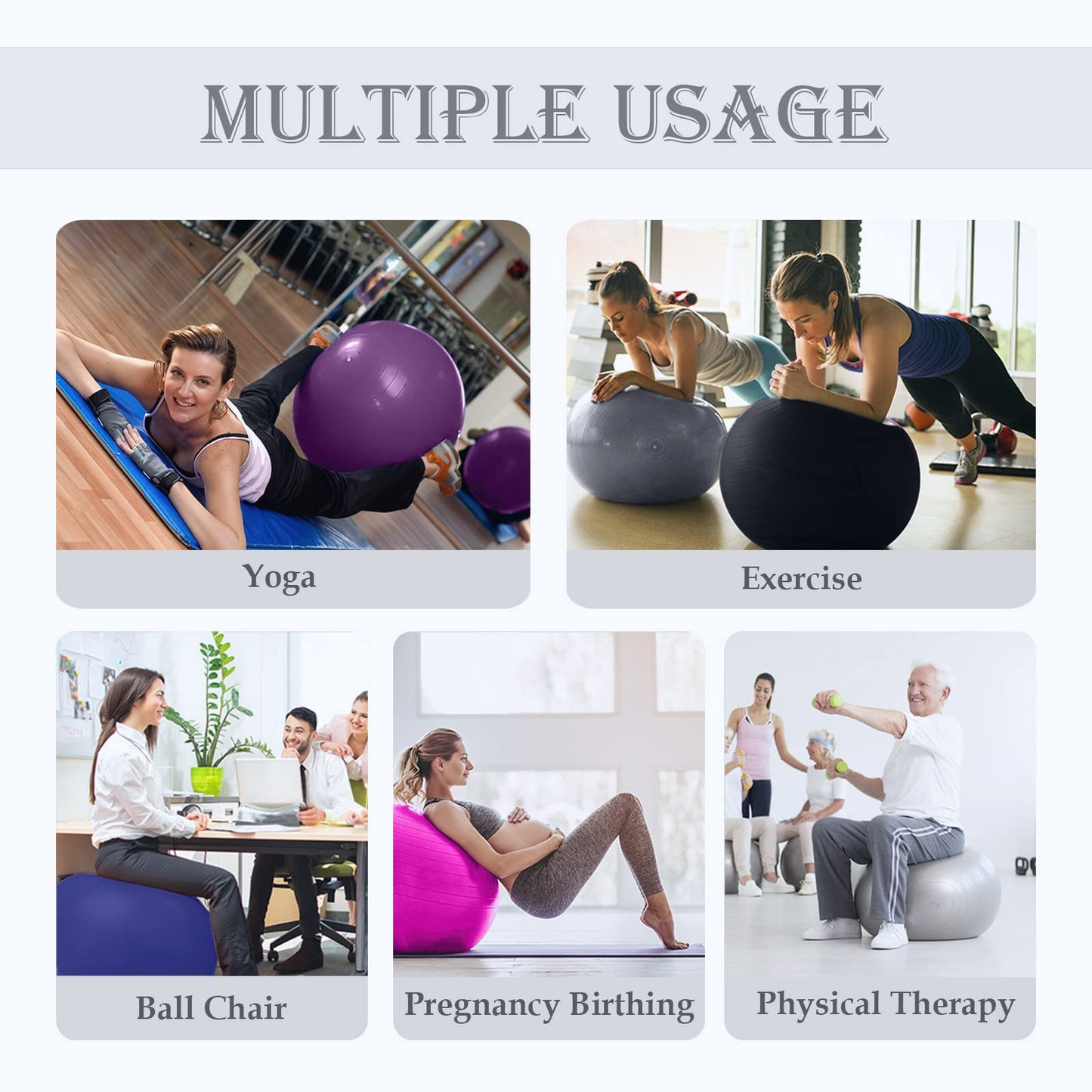 Soft Exercise Ball, Yoga Pregnancy Ball Chair, Pilates Equipment with Pump