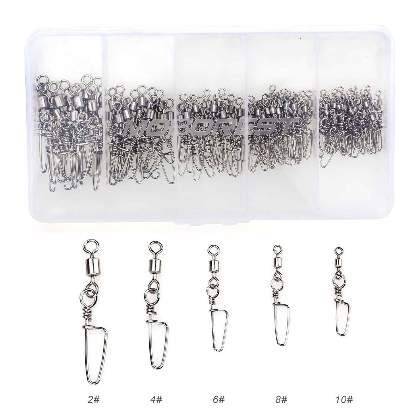 MOBOREST 110PCS Snap Fishing Swivels Stainless Steel Anti-Rust Quick swap