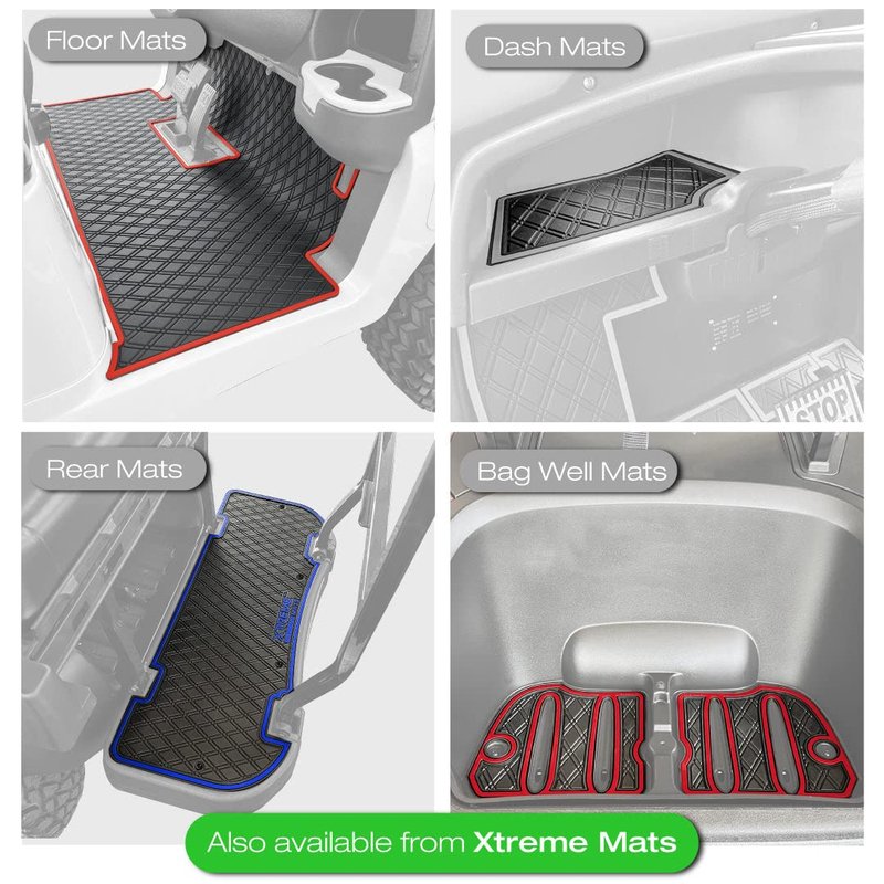 Xtreme Golf Cart Mats Rear Step Rubber Floor Mat for Golf Cart Models Equipped with MadJax Genesis 150, GTW MACH1, or MODZ Flip4 Rear Seat Kits | Full Coverage Protection 41" x 12" - Red Trim