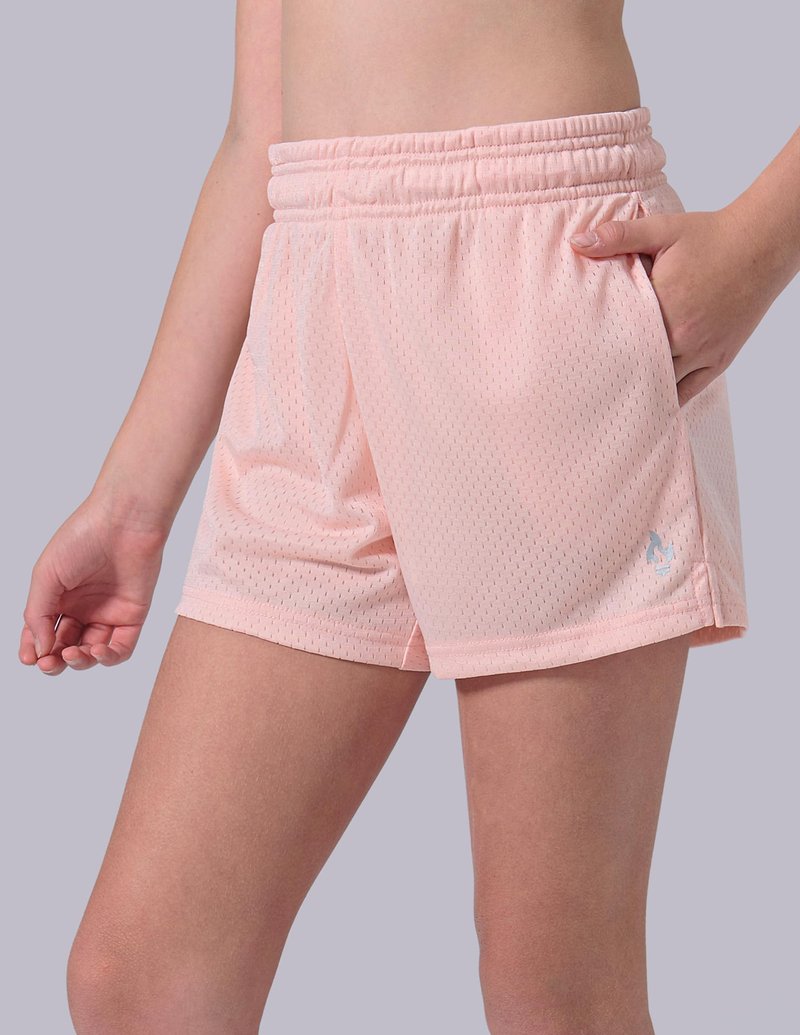 4 Pack: Girls Airy Mesh Active Athletic Sport Shorts, Youth Running Performance Clothes with Pockets (Set 6, Large)