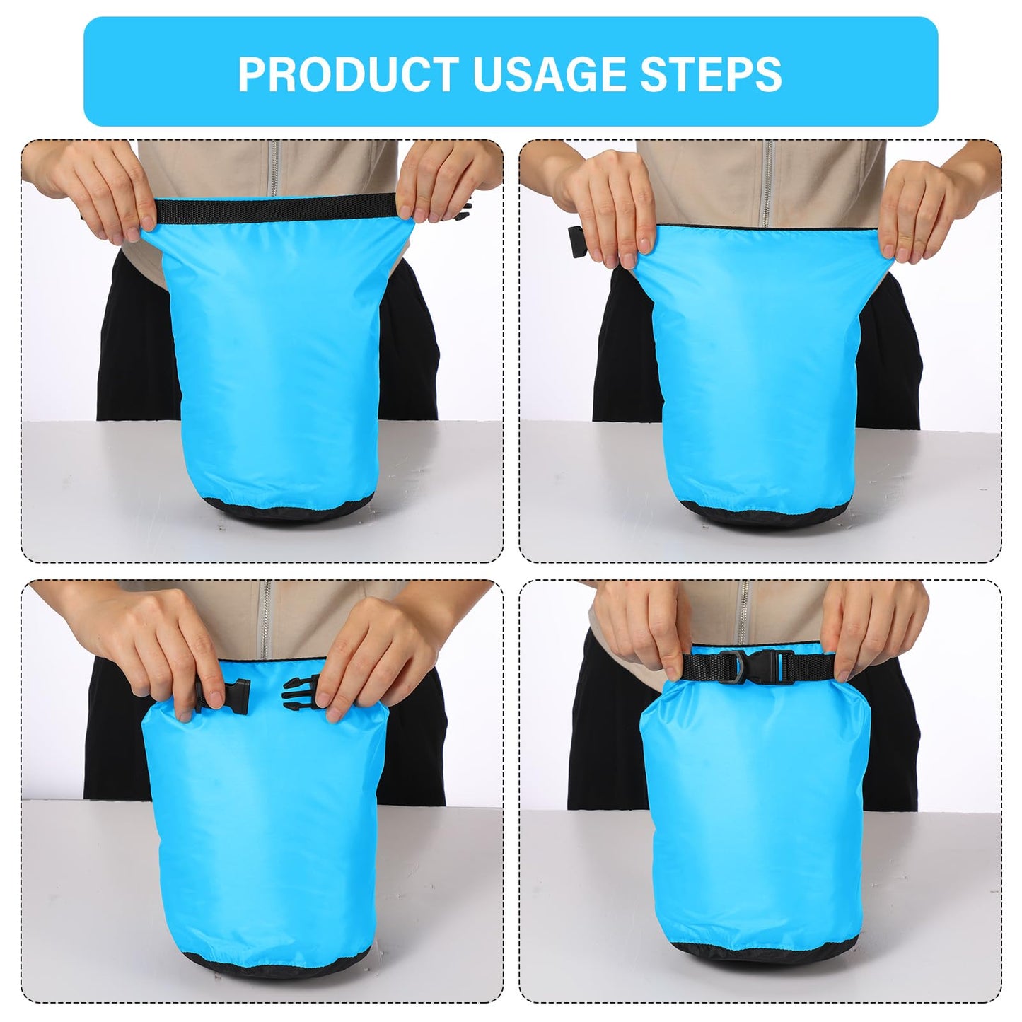 GliCraft 6 Pcs Waterproof Dry Bag Sack Lightweight Outdoor Dry Bags 35 L, 20 L, 15 L, 10 L, 5 L, 3 L Waterproof Boat Bag for Kayaking, Backpacking, Hiking, Camping Rafting(Blue)