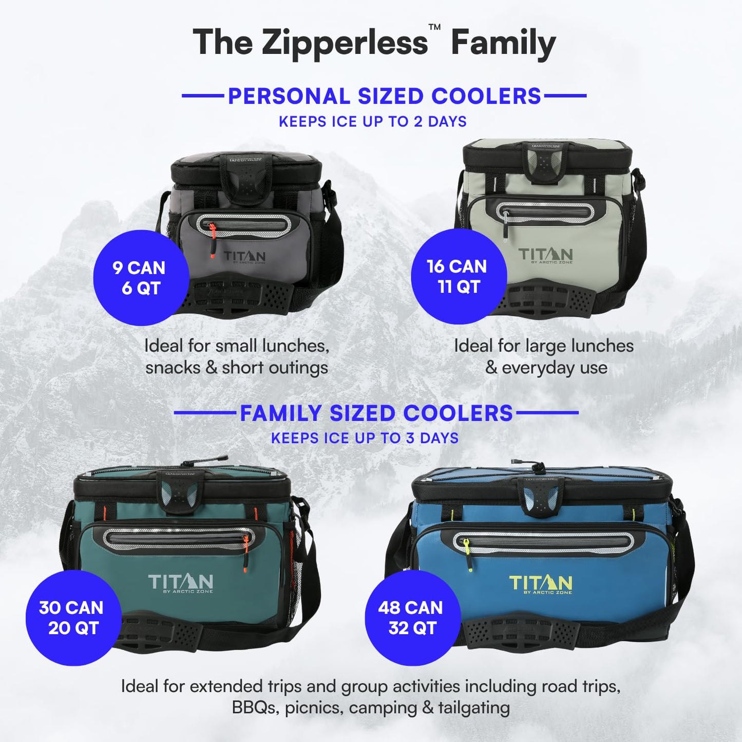 Titan by Arctic Zone 9 Can Zipperless Cooler with SmartShelf, Seagrass