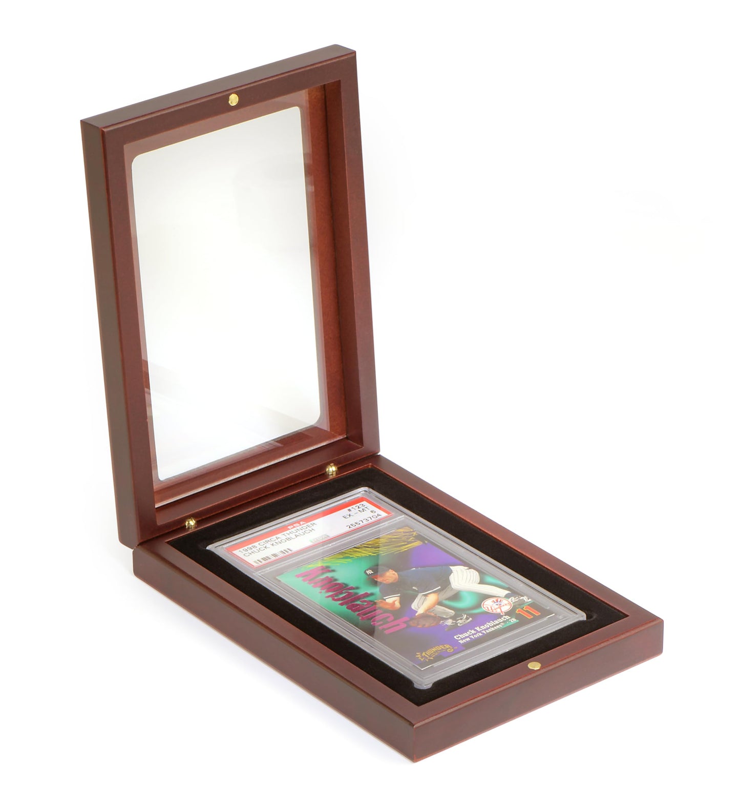 Lighthouse - Presentation Case for One Graded Trading Card Holder | VOLTERRA Box for One PSA Holder Mahogany Wood-Grain Finish (4 3/4" x 7 x 1 1/4")