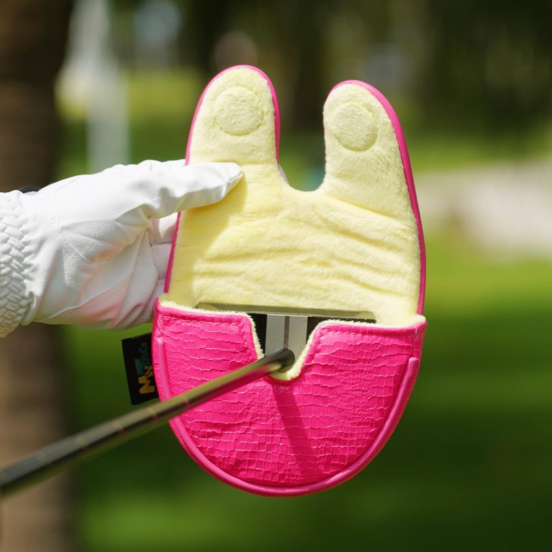 mytag Center Shaft Mallet Putter Cover for LAB OZ1 Putter, Putter Headcover for Women Magnetic Closure Shiny Pink