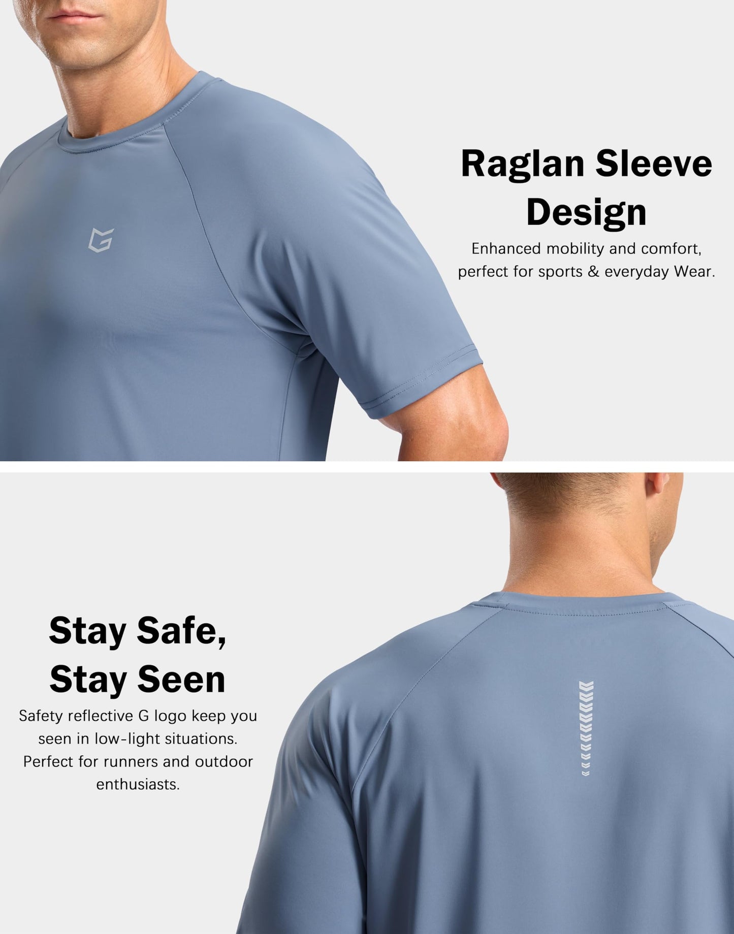 G Gradual Men's Athletic Workout T-Shirts Moisture Wicking Cooling Running Shirts Short Sleeve Performance Tee for Gym Tennis(Slate Blue,S)