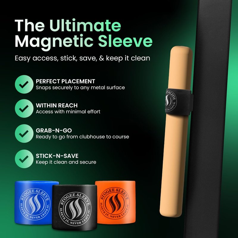 Magnetic Stogie Sleeve Holder, (Black) 48-54 Gauge Range, Fire Retardant & Waterproof Magnetic Stick Sleeves, Golf Magnet Sleeve Holders, Fishing, Hunting Gear Gifts, Golf Cart Accessories for Men