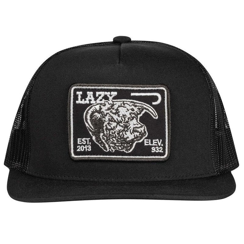 Lazy J Ranch Wear Black Elevation Classic Trucker Hat - Adjustable Snapback Unisex Rope Hat, Western Hats for Men or Women, Country Style Lazy J Ranch Hats