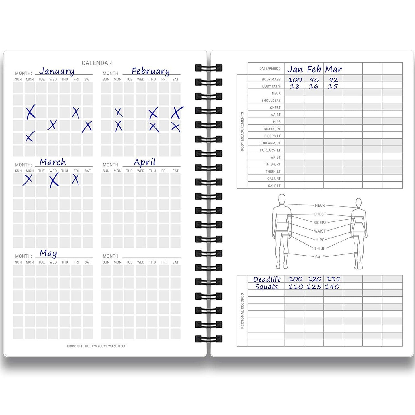 Undated Fitness Log Book & Workout Planner - Designed by Experts Gym Notebook, Workout Tracker, Exercise Journal for Men Women