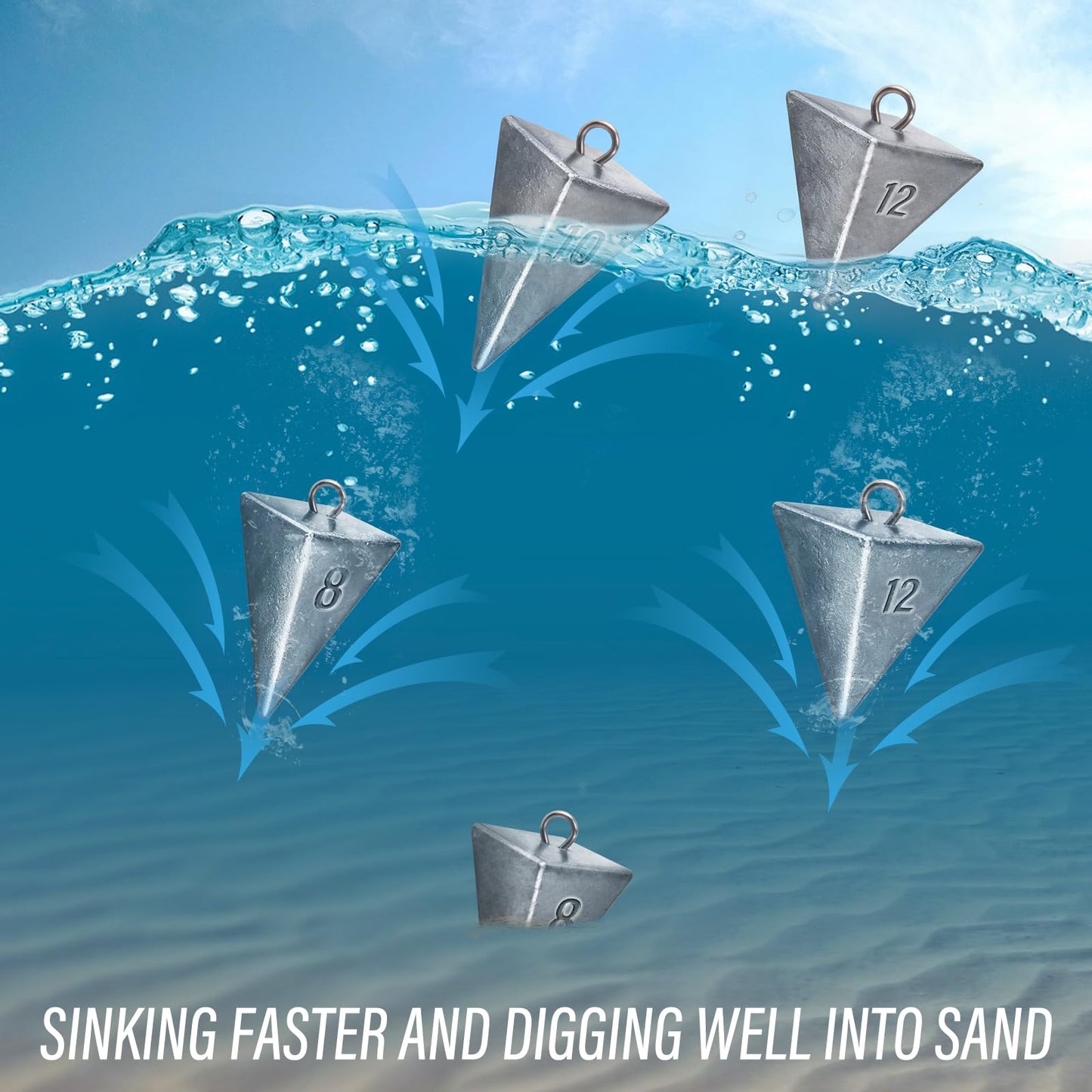 Alwonder Pyramid Sinkers Lead Fishing Weights Surf Pompano Catfishing Kit