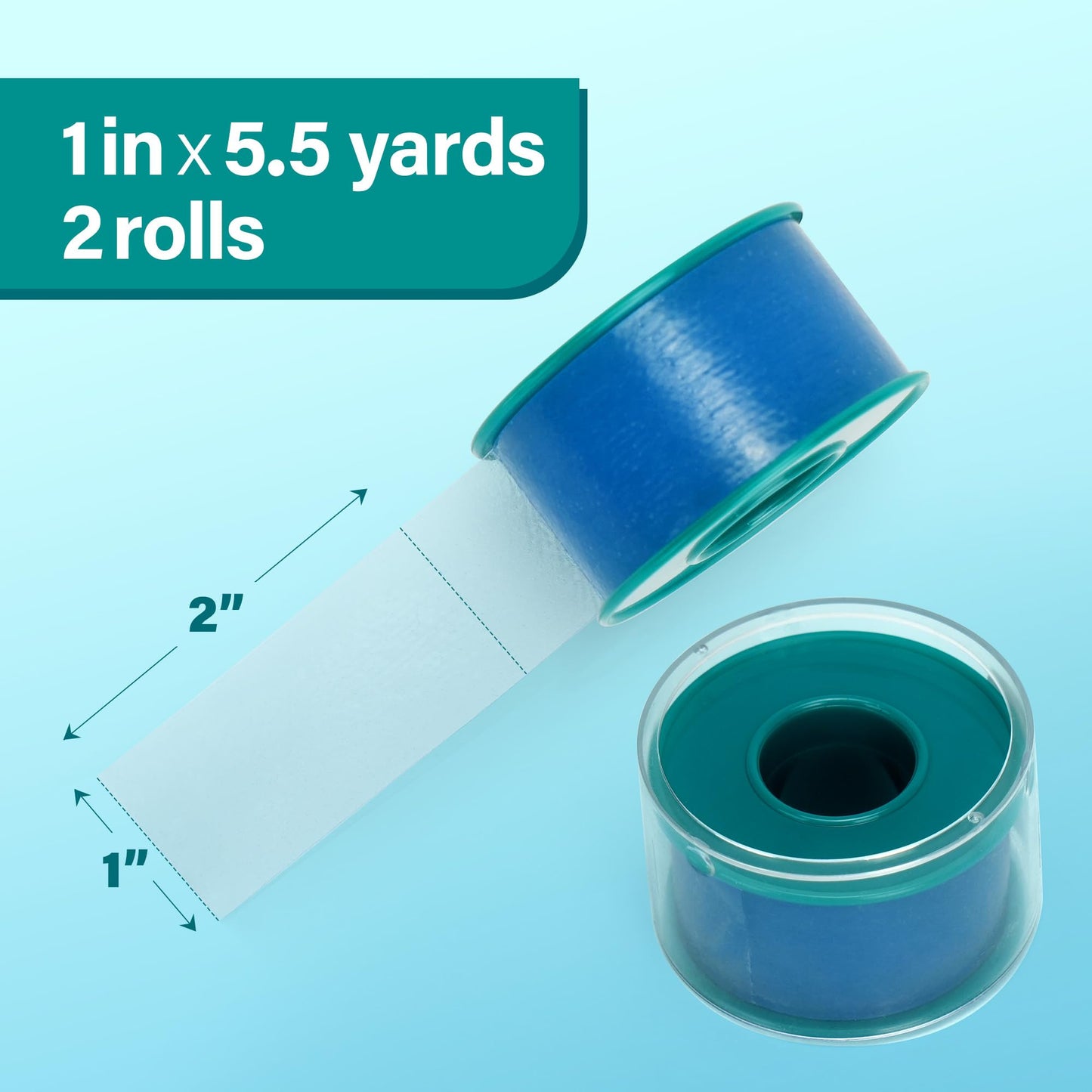 LotFancy Medical Silicone Tape, 2Rolls 1”×5.5 Yds, Waterproof Adhesive Surgical Tape, Soft Skin Tapes for First Aid, Wound, Bandage and Sensitive Skin