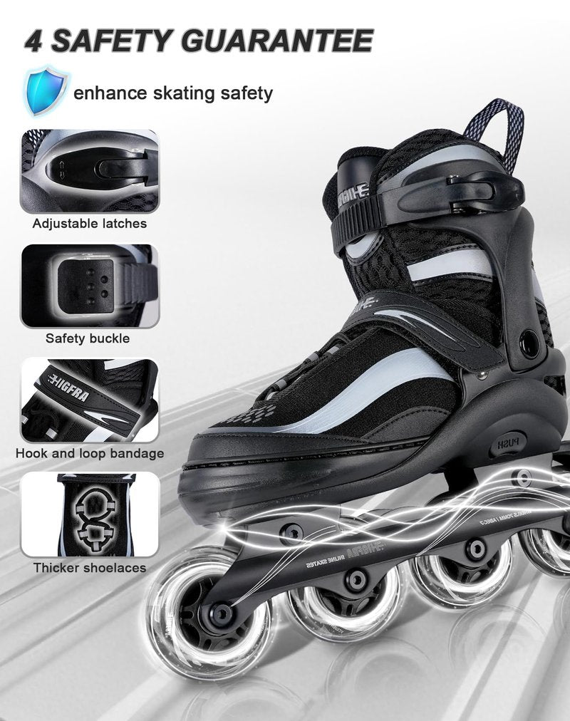 Adjustable Inline Skates for Kids and Adults – Color Gradient Roller Skates with Full Light-Up Wheels Girls, Boys (Ages 5-8, 8-12), Youth, Men, and Women – Indoor & Outdoor Use