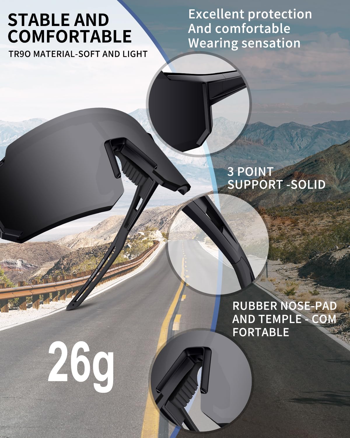 Rosemal Polarized Sports Sunglasses for Men Women Youth Baseball Running Cycling Driving Fishing Tennis Golf Motor TAC UV400 TR90