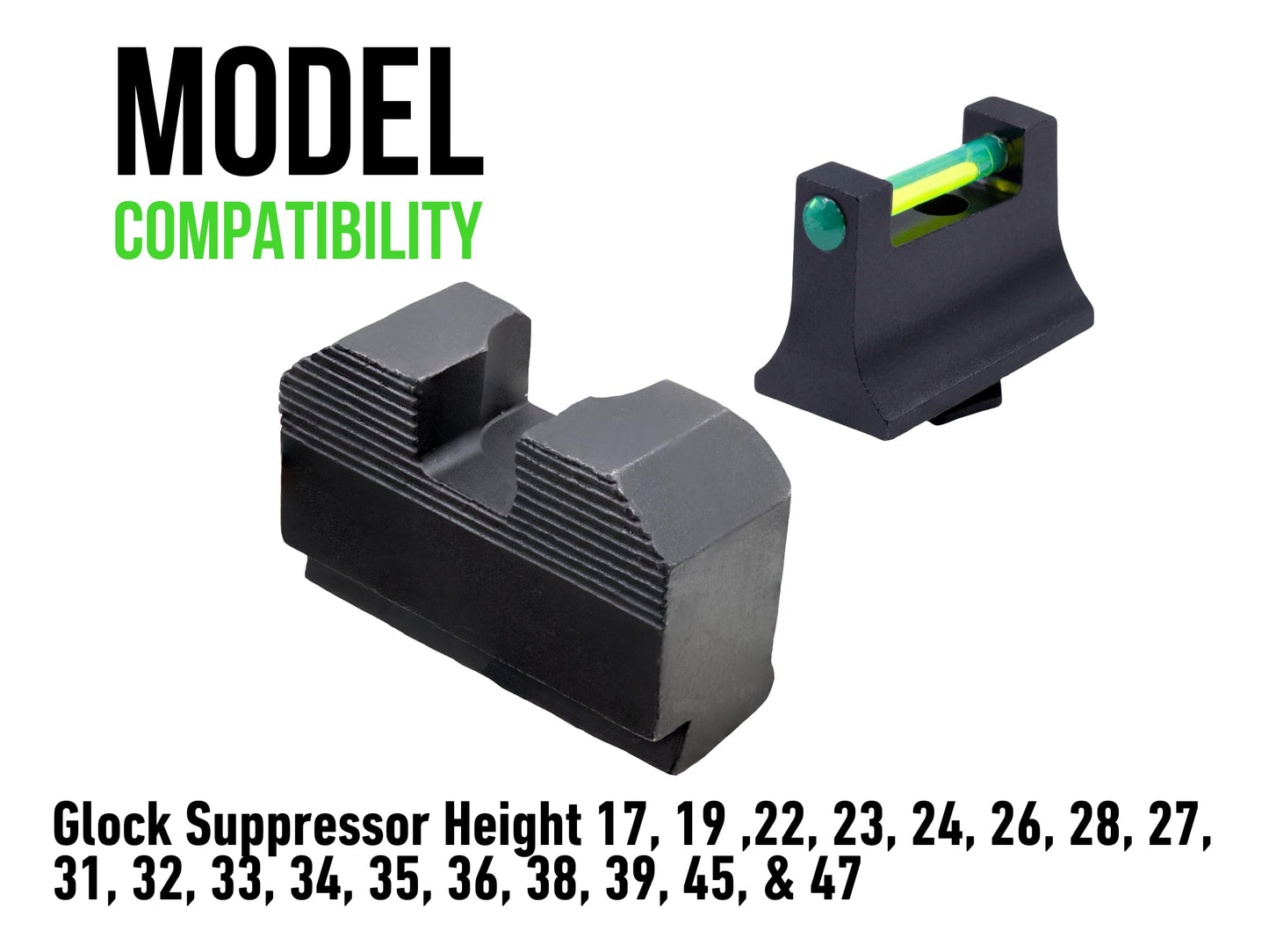 XS Sights Fiber Optic Sights Compatible with Glock 17,19,22-24,26,27,31-36,38,45,49 Including MOS Models